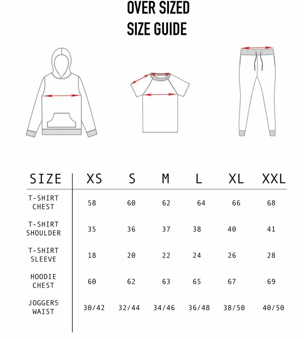 Oversized Size Guide