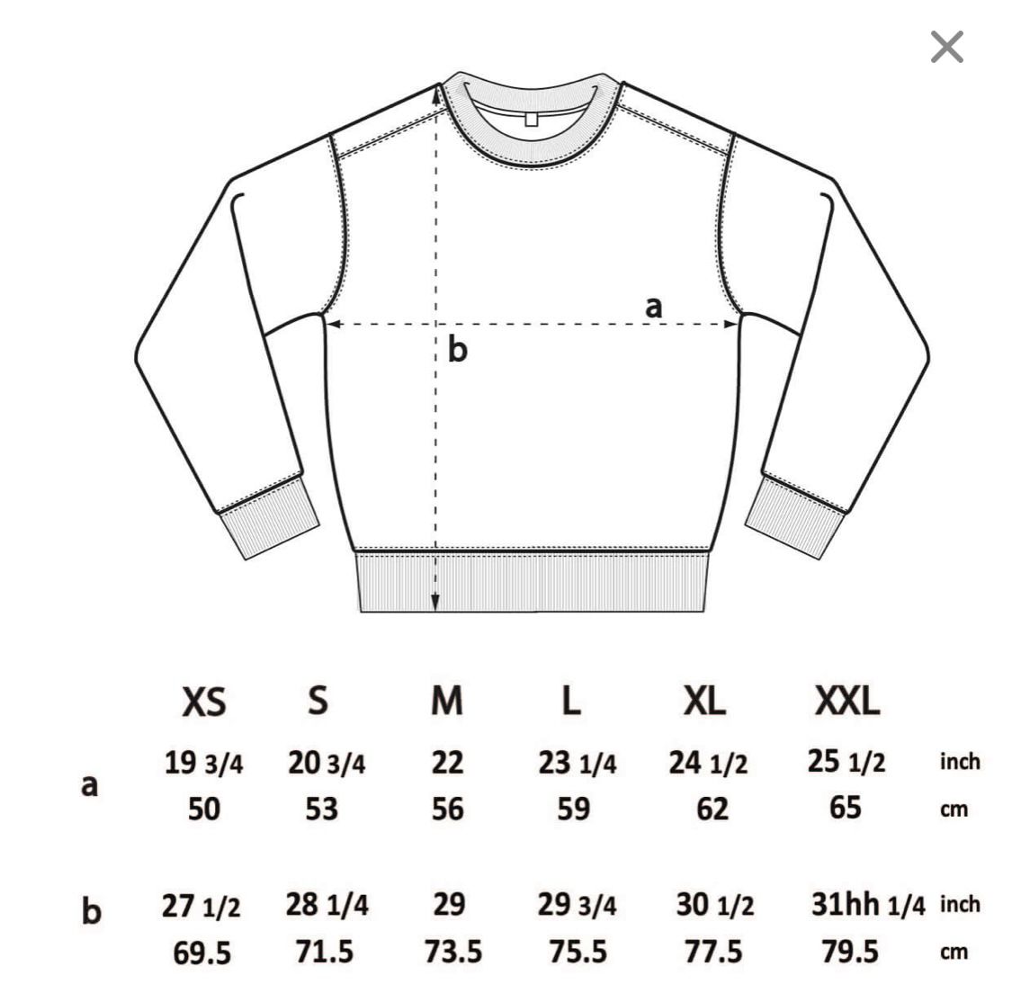 Unisex Sweatshirt Size Guide
